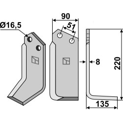 Couteau 220x90mm, droit - Howard - 9911