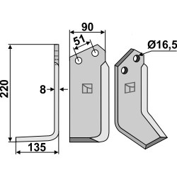 Couteau 220x90mm, gauche - Howard - 9910