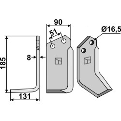 Couteau 185x90mm, gauche - Howard - 9862