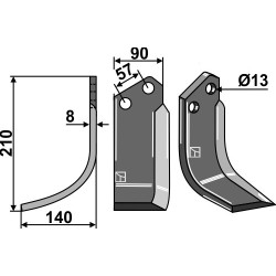 Couteau 210x90mm, gauche - Howard - 4439/610768