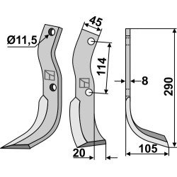 Couteau 290x45mm, droit - Howard - 626094(624399)