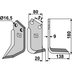 Couteau 180x80mm, droit - Howard - 9863(9920)