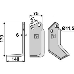 Couteau 170x75mm, gauche - Howard - 9900(9923)