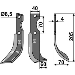 Couteau 205x40mm, droit - Honda - F300