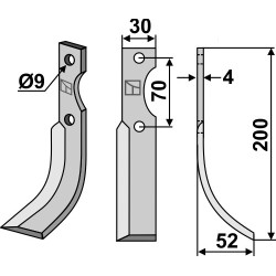 Couteau 200x30mm, droit - Honda - F28/AD-CD F28/S