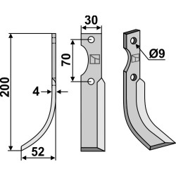 Couteau 200x30mm, gauche - Honda - F28/AD-CD F28/S