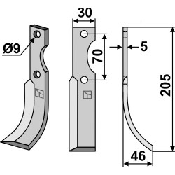 Couteau 205x30mm, droit - Honda - F300