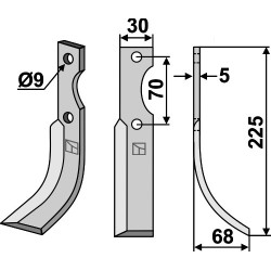 Couteau 225x30mm, droit - Honda - F600/80