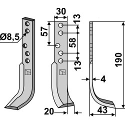 Couteau 190x30mm, droit - Holder - 5032420510