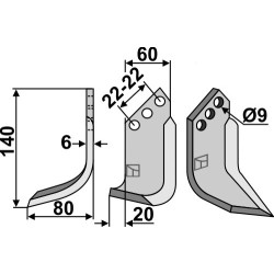Couteau 140x60mm, gauche - Holder - 13832440010