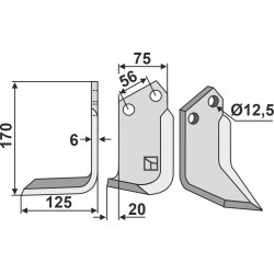Couteau 170x75mm, gauche - Holder - 1832442210