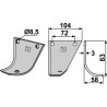 Couteau 83x104mm, droit - Hako - 90-00978/8