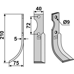 Couteau 210x40mm, gauche - Hako - 90-05837-1