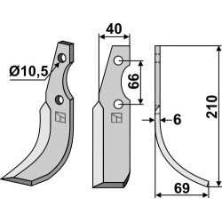 Couteau 210x40mm, droit - Grillo (Pinza) - 21385