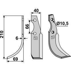 Couteau 210x40mm, gauche - Grillo (Pinza) - 21386
