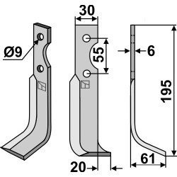 Couteau 195x30mm, droit - Grillo (Pinza) - 10203