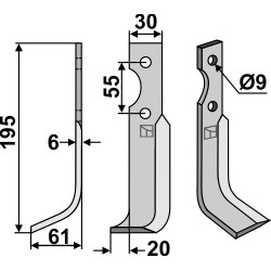 Couteau 195x30mm, gauche - Grillo (Pinza) - 10204