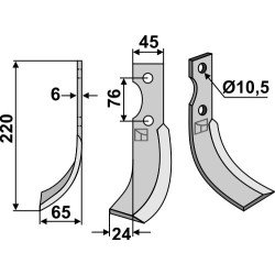 Couteau 220x45mm, gauche - Grillo (Pinza) - 9254