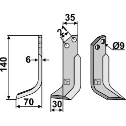 Couteau 140x35mm, gauche - Grillo (Pinza) - 7088