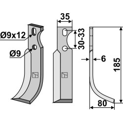Couteau 185x35mm, droit - Goldoni - 2070
