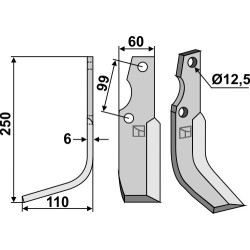 Couteau 250x60mm, gauche - Goldoni - 3936