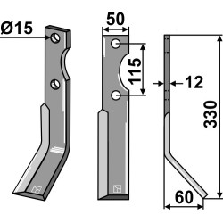 Couteau 330x50mm, droit - Forigo-Roteritalia - D450010020