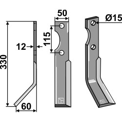 Couteau 330x50mm, gauche - Forigo-Roteritalia - D450010030