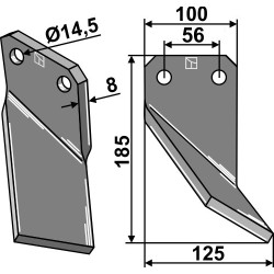 Dent rotative 185x100mm, droit - Forigo-Roteritalia - G4595000