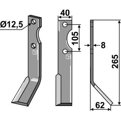 Couteau 265x40mm, droit - Forigo-Roteritalia - 350010020