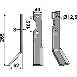 Couteau 265x40mm, gauche - Forigo-Roteritalia - 350010030