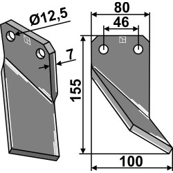 Dent rotative 155x80mm, droit - Forigo-Roteritalia - G2596010