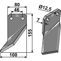 Dent rotative 155x80mm, gauche - Forigo-Roteritalia - G2596011