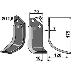 Couteau 175x70mm, droit - Forigo-Roteritalia - F2095010D