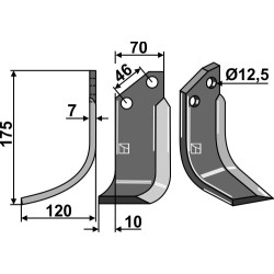 Couteau 175x70mm, gauche - Forigo-Roteritalia - F2095010S