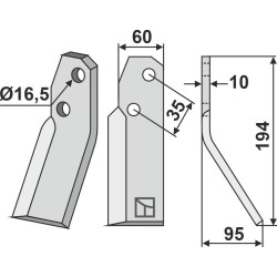 Dent rotative 194x60mm, droit - Falconero