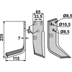 Couteau 235x65mm, gauche - Fahr - SE 1 C 62A