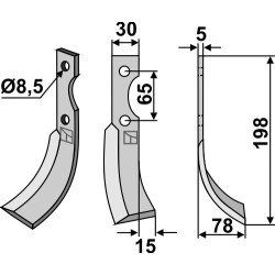 Couteau 198x30mm, droit - Eurosystem - 260015210