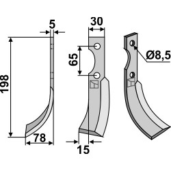 Couteau 198x30mm, gauche - Eurosystem - 260015211