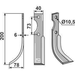 Couteau 205x40mm, gauche - Eurosystem - 220015207