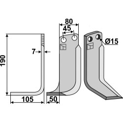 Couteau 190x80mm, gauche - Eberhardt - 1531