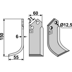 Couteau 150x60mm, gauche - Dondi