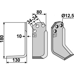 Couteau 180x80mm, gauche - Carraro S.p.A.