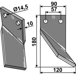 Dent rotative 180x90mm, droit - Comeb