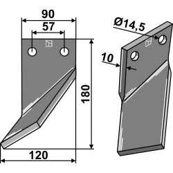 Dent rotative 180x90mm, gauche - Comeb