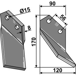Dent rotative 170x90mm, droit - Comeb