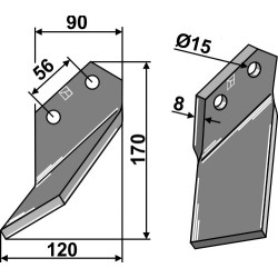 Dent rotative 170x90mm, gauche - Comeb