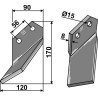 Dent rotative 170x90mm, gauche - Comeb