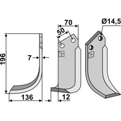 Couteau 196x70mm, gauche - Celli - 331529