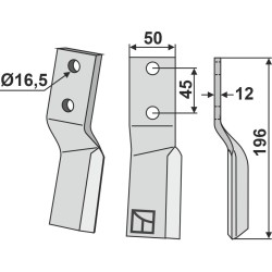 Dent rotative 196x50mm, droit - Celli - 422630