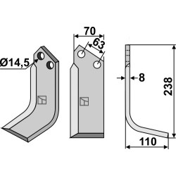 Couteau 238x70mm, droit - Celli - 422516